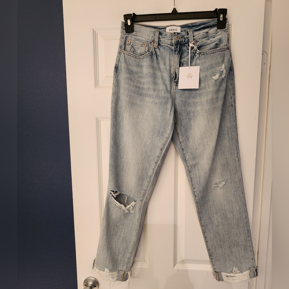 PISTOLA Presley High Rise Relaxed Roller Jeans in By My Side Size 26 - Picture 4 of 16